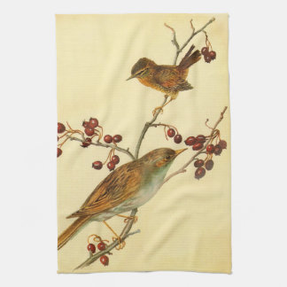 Nature Notes, Wren and Hedge Sparrow Tea Towel