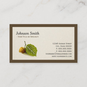 Nature Nut and Leaf - Simple Elegant Logo Business Card
