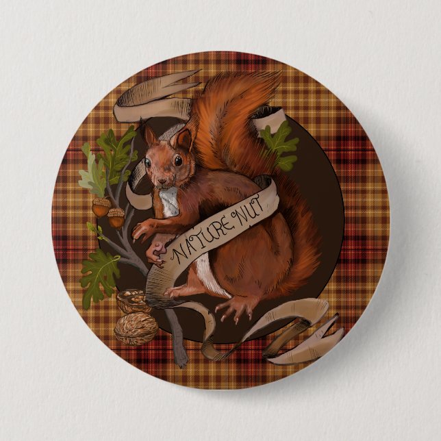 Nature Nut Squirrel Round  3 Inch Round Button (Front)