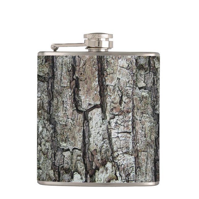 Nature Old Pine Bark Hip Flask (Front)