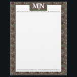 Nature Outdoor Profession Green Frogs Brown Letterhead<br><div class="desc">Letterhead with Pattern of frogs and floral</div>