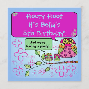 Nature Owl Birthday Customized Invites