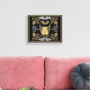 Nature Owl Folk Art Canvas Print