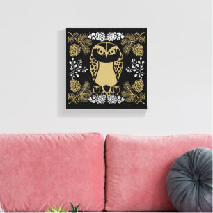 Nature Owl Folk Art Canvas Print