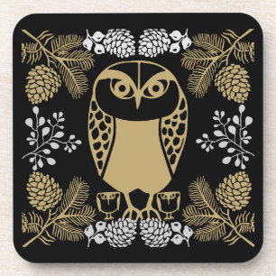 Nature Owl Folk Art Coaster