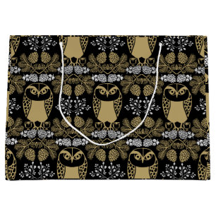 Nature Owl Folk Art Large Gift Bag