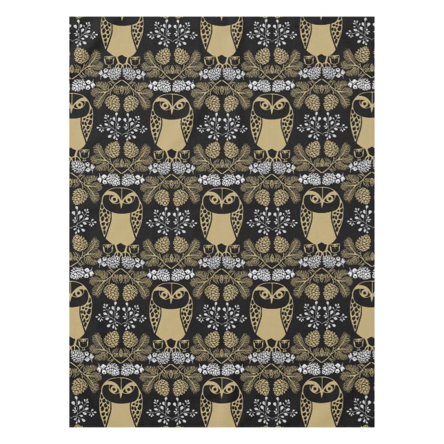 Nature Owl Folk Art Tablecloth (Front)