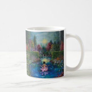 Nature painting - lotus garden lady coffee mug