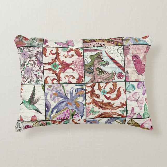 Nature Patchwork: Chic Seamless Background Accent Pillow (Front)