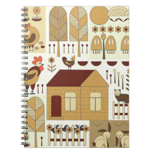 Nature pattern, cottagecore, gardening. Fence, flo Notebook