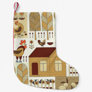 Nature pattern, cottagecore, gardening. Fence, flo Small Christmas Stocking