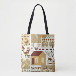 Nature pattern, cottagecore, gardening. Fence, flo Tote Bag