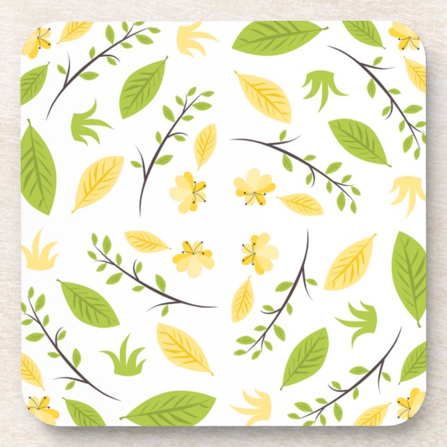 Nature Pattern Leaves Drawing  Coaster (Front)