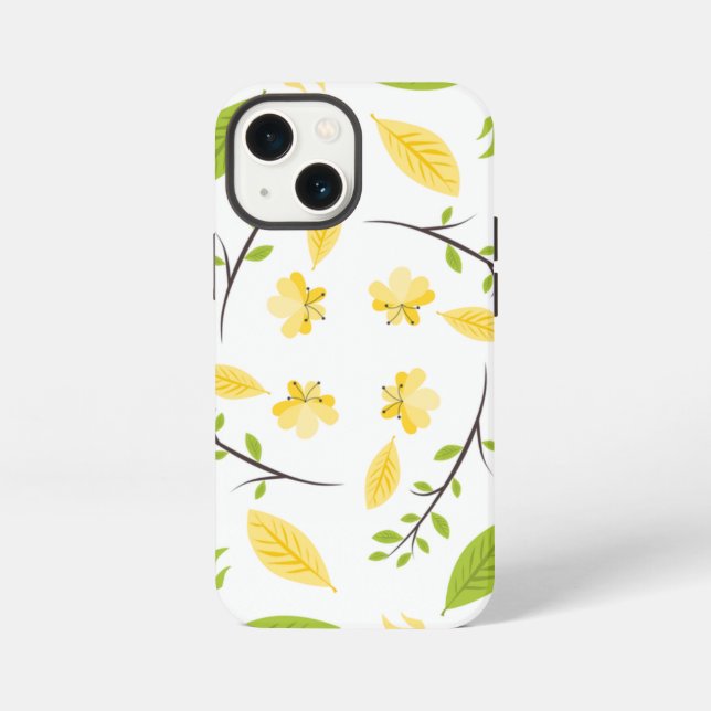 Nature Pattern Leaves Drawing Sketch Flowers  iPhone Case (Back)