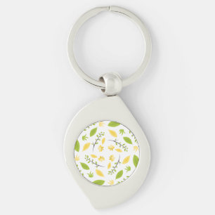 Nature Pattern Leaves Drawing Sketch Flowers Keychain