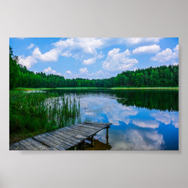 Nature Paysage Lac Jetée Biélorussie Poster (Devant)