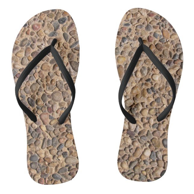 Nature Pebble Stones Photo Flip Flops (Footbed)