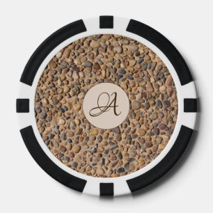 Nature Pebble Stones Photo with Monogram Poker Chips