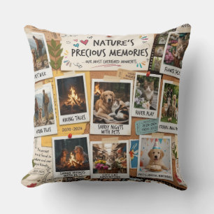 Nature & Pets Memory Collage Design Throw Pillow