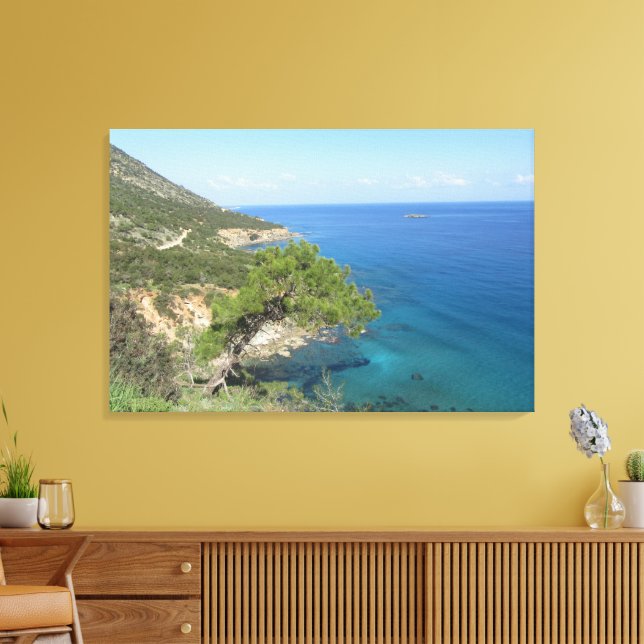 Nature Photography Mediterranean Mountain & Sea Canvas Print (Insitu(LivingRoom))