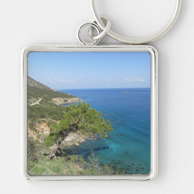 Nature Photography Mediterranean Mountain & Sea Keychain (Front)