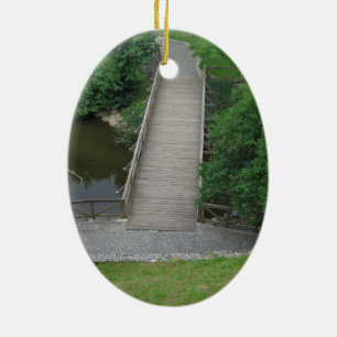 Nature Photography Park Bridge Trees Green Ceramic Ornament