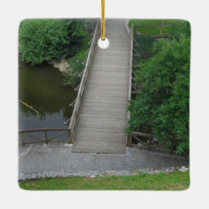 Nature Photography Park Bridge Trees Green Ceramic Ornament