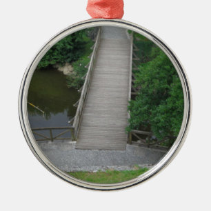 Nature Photography Park Bridge Trees Green Metal Ornament
