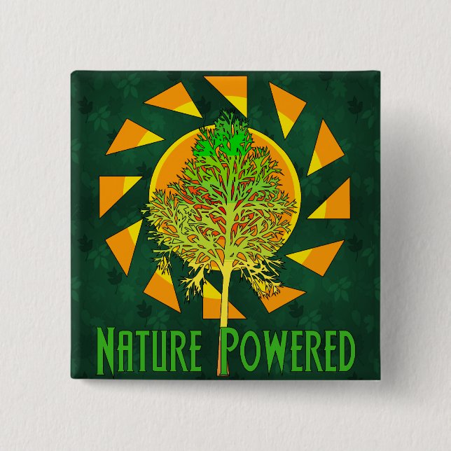 Nature Powered 2 Inch Square Button (Front)