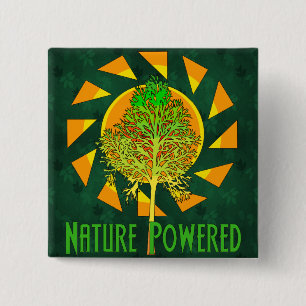 Nature Powered 2 Inch Square Button