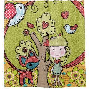 Nature Princess in Forest With Deer and Birds