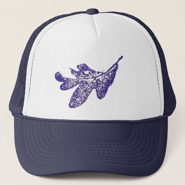 Nature print of white oak leaf in purple Hat (Front)