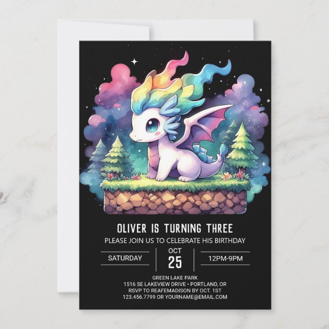 Nature Printable Dragon Birthday Invitation (Front)