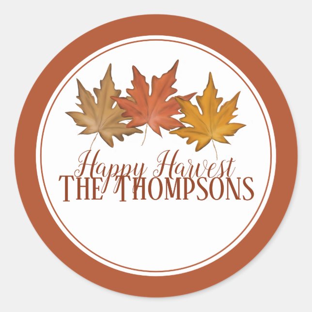 Nature Red Autumn Maple Leaf Rustic Harvest Classic Round Sticker (Front)