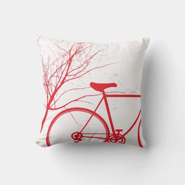 Nature Red  bike throw pillow (Front)