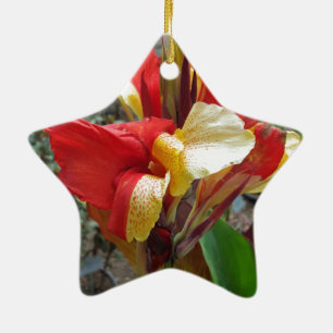 Nature Red Flower Floral Photography Ceramic Ornament