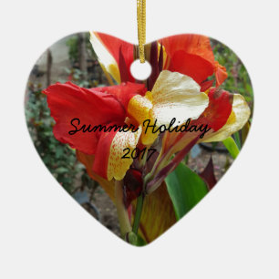 Nature Red Flower Floral Photography Ceramic Ornament
