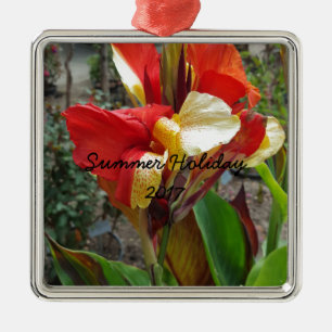 Nature Red Flower Floral Photography Metal Ornament