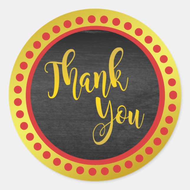 Nature Red Gold Thank You Classic Round Sticker (Front)