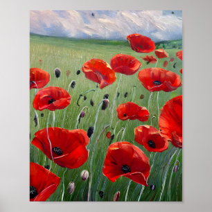 Nature Red Poppies Poster