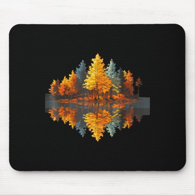Nature reflection autumn forest outdoor graphic mouse pad (Front)