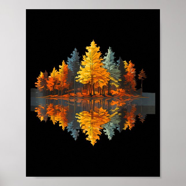 Nature reflection autumn forest outdoor graphic poster (Front)