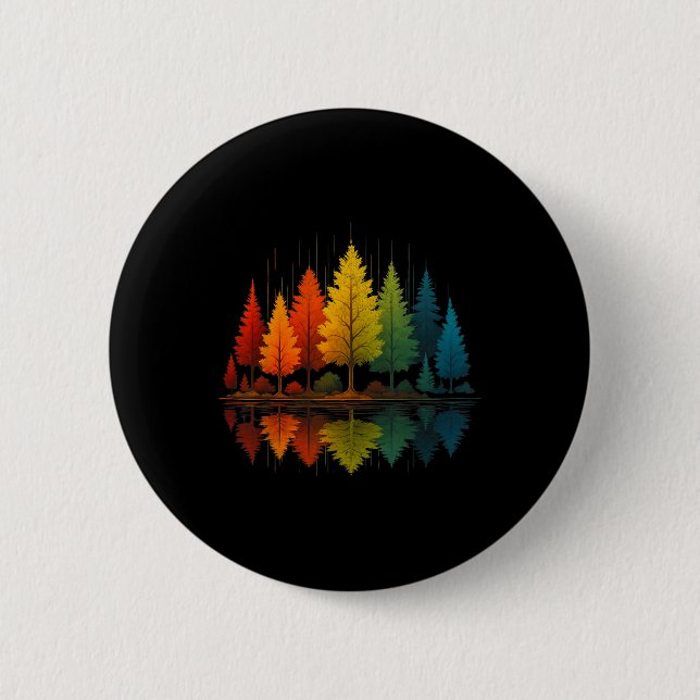 Nature Reflection Forest Trees Outdoor Wildlife Hi 2 Inch Round Button (Front)