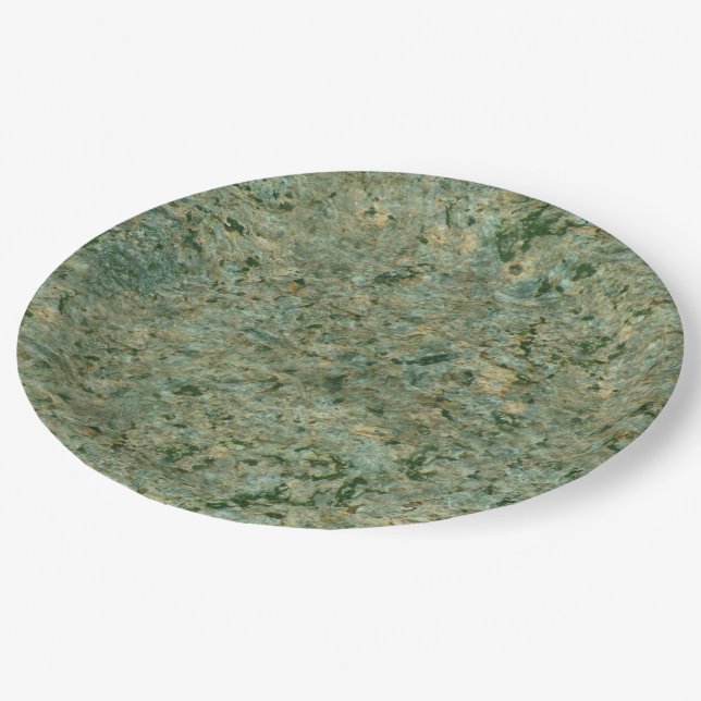 Nature Rock Photo Geology Green Texture Paper Plate (Angled)