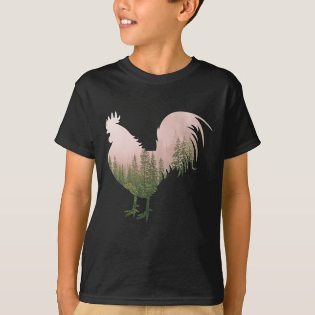 NATURE ROOSTER CHICKEN FOREST STYLE T-Shirt (Front)