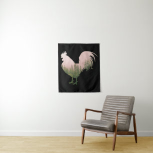 NATURE ROOSTER CHICKEN FOREST STYLE TAPESTRY