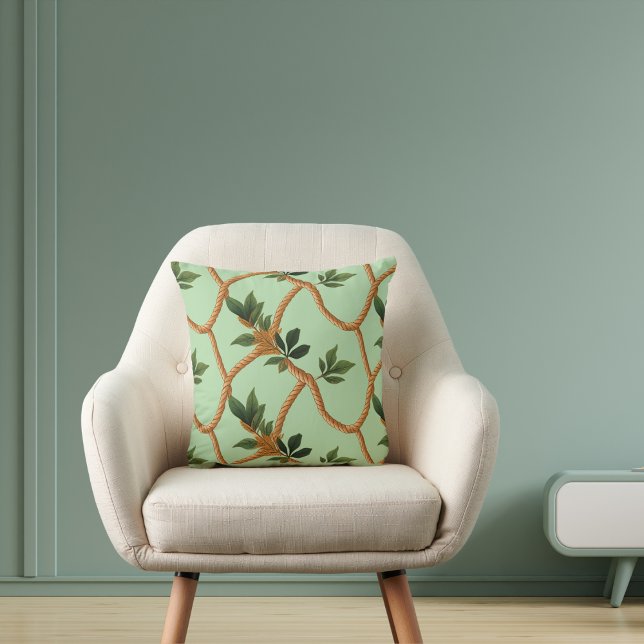 Nature Rustic leaf Rope Accent Throw Pillow (Creator Uploaded)