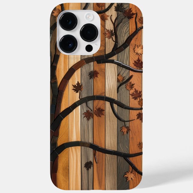  Nature’s Art: Wooden Plank Tree Mosaic Phone Case (Back)
