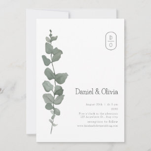 Nature’s Grace: Green Watercolor Leaves Wedding Invitation