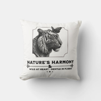 Nature’s Harmony, The Tiger and The Butterfly Throw Pillow
